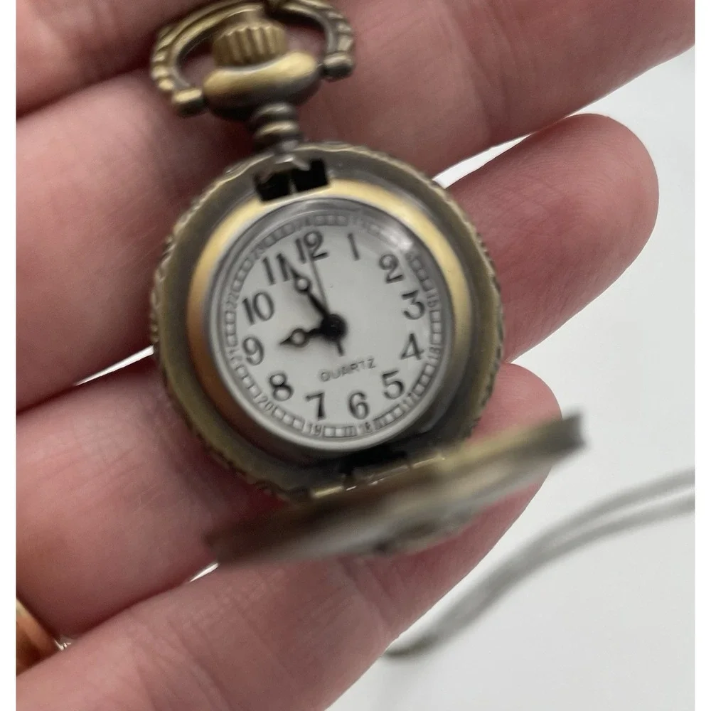 Miniature Quartz Watch Pendant Necklace Ship Anchor & Floral Design New Battery!